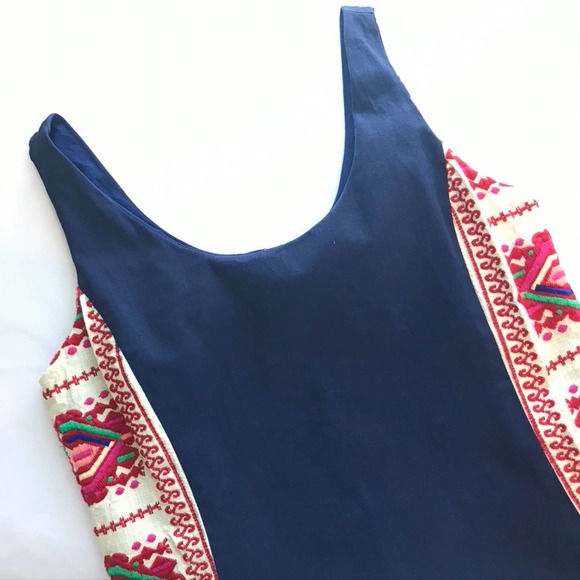 Anthropologie Judith March Blue Embroidered Boho Dress M - Picture 5 of 5